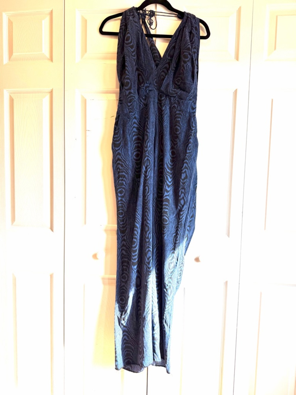 Diane von Furstenberg Blue Peacock Halter Top Open Back SilkJumpsuit